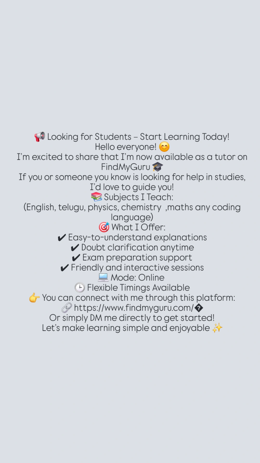 Physics, chemistry, telugu, English, coding